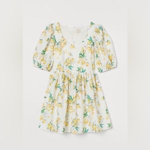 NWT H&M Lemon patterned poplin dress size 6
